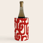 Mid Century Modern Contemporary Loop Pattern in Red and Cream Wine Chiller Gallery Image 2