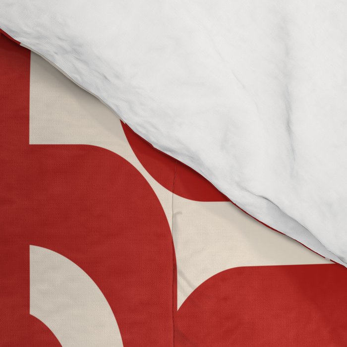 Mid Century Modern Contemporary Loop Pattern in Red and Cream Comforter Gallery Image 4