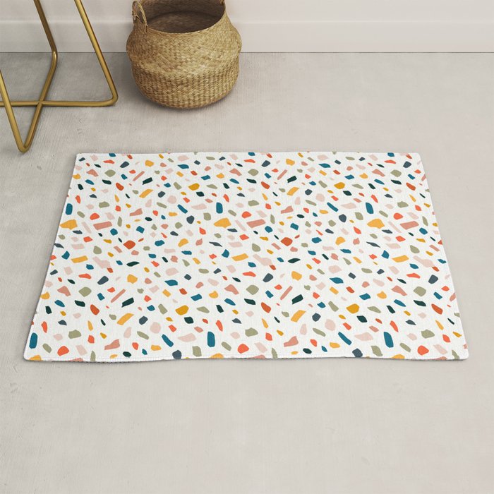 Terrazzo, Abstract Quirky Shapes Bohemian Modern Pattern Confetti Celebration Random Colorful Shapes Rug Gallery Image 1