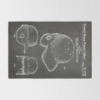 Baseball Helmet Patent - Baseball Player Art - Black Chalkboard Rug Gallery Image 2