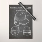 Baseball Helmet Patent - Baseball Player Art - Black Chalkboard Wrapping Paper Gallery Image 1