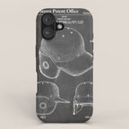 Baseball Helmet Patent - Baseball Player Art - Black Chalkboard iPhone Case Gallery Image 1