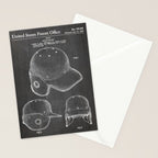 Baseball Helmet Patent - Baseball Player Art - Black Chalkboard Stationery Card Gallery Image 2