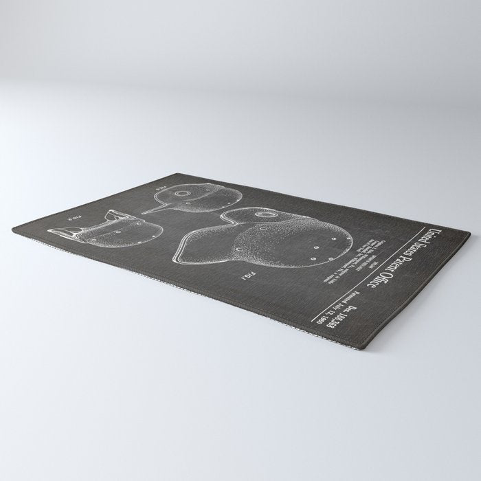 Baseball Helmet Patent - Baseball Player Art - Black Chalkboard Rug Gallery Image 3