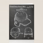 Baseball Helmet Patent - Baseball Player Art - Black Chalkboard Stationery Card Gallery Image 2