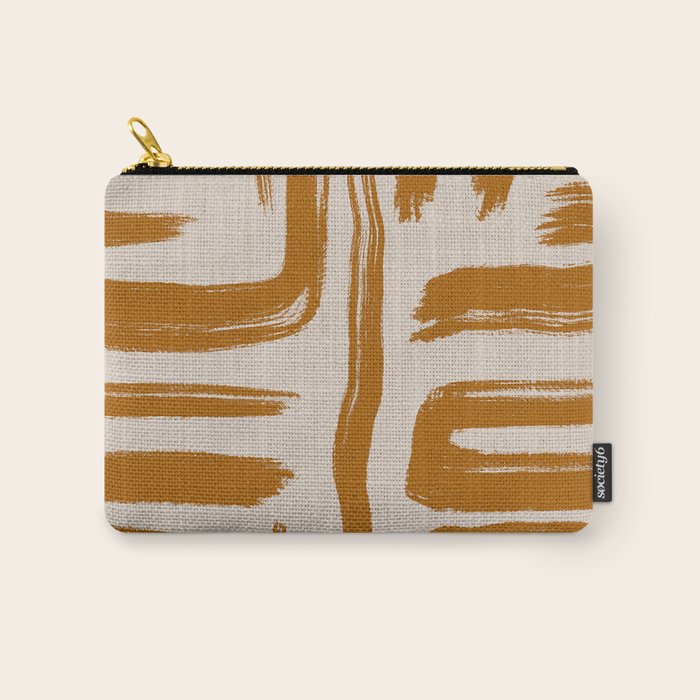 Amber Brushstrokes - Abstract Mid Century Modern Carry All Pouch Gallery Image 1