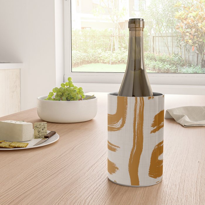 Amber Brushstrokes - Abstract Mid Century Modern Wine Chiller Gallery Image 4