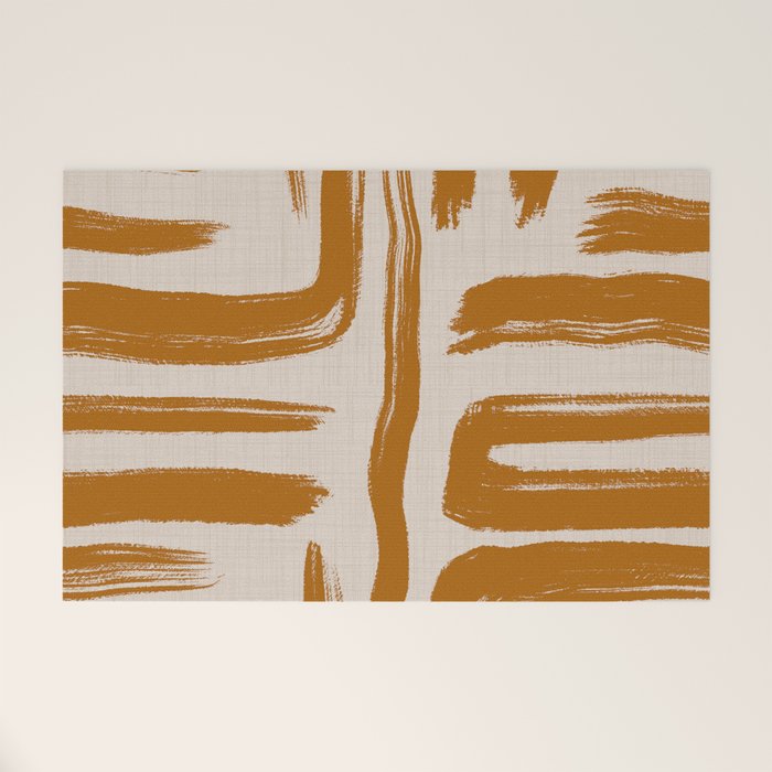 Amber Brushstrokes - Abstract Mid Century Modern Welcome Mat Gallery Image 1