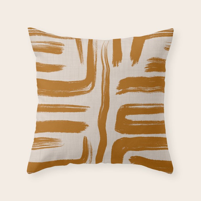 Amber Brushstrokes - Abstract Mid Century Modern Throw Pillow Gallery Image 6