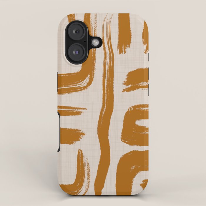 Amber Brushstrokes - Abstract Mid Century Modern iPhone Case Gallery Image 1