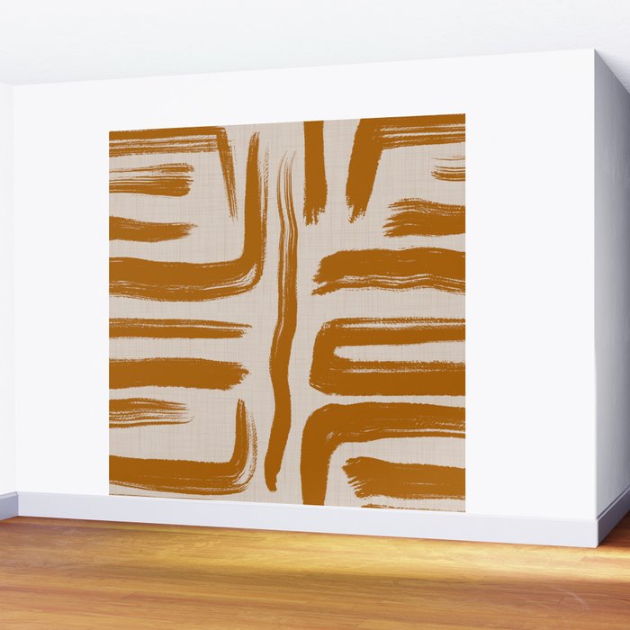 Amber Brushstrokes - Abstract Mid Century Modern Wall Mural Gallery Image 2