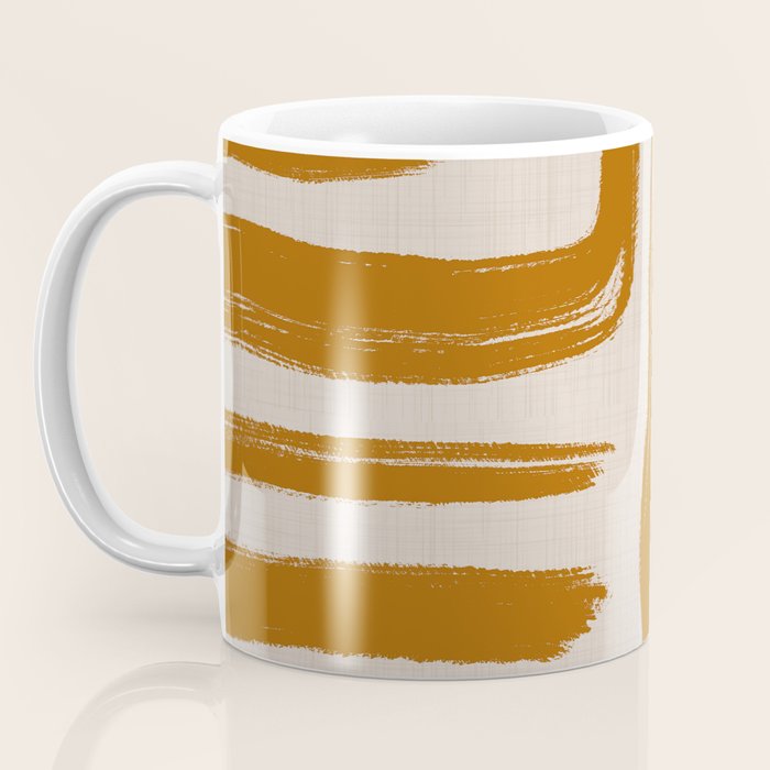 Amber Brushstrokes - Abstract Mid Century Modern Coffee Mug Gallery Image 3