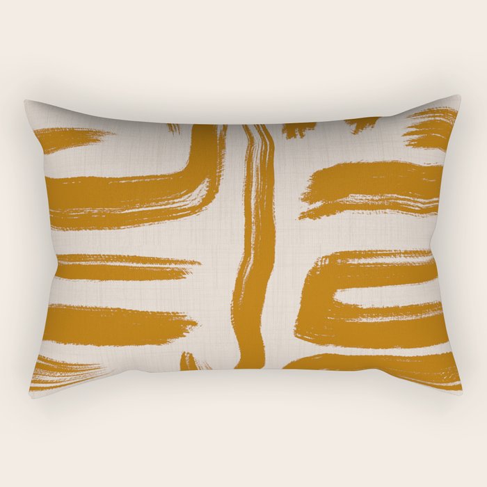 Amber Brushstrokes - Abstract Mid Century Modern Rectangular Pillow Gallery Image 2