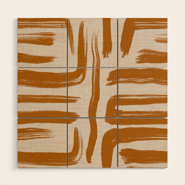 Amber Brushstrokes - Abstract Mid Century Modern Wood Wall Art Gallery Image 1