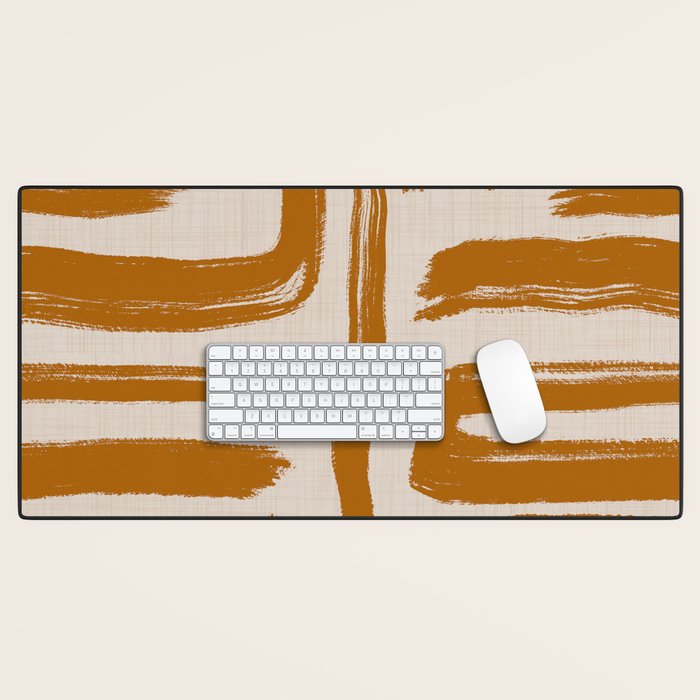 Amber Brushstrokes - Abstract Mid Century Modern Desk Mat Gallery Image 1