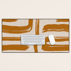 Amber Brushstrokes - Abstract Mid Century Modern Desk Mat Gallery Image 1