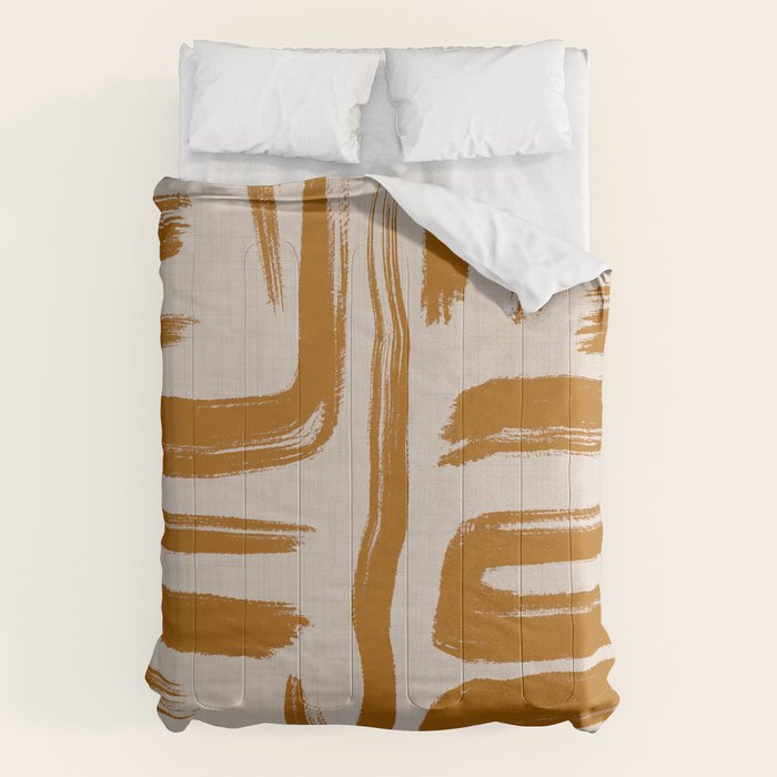 Amber Brushstrokes - Abstract Mid Century Modern Comforter Gallery Image 6