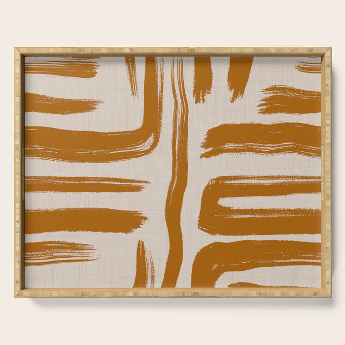 Amber Brushstrokes - Abstract Mid Century Modern Serving Tray Gallery Image 1