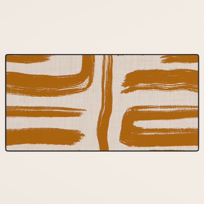 Amber Brushstrokes - Abstract Mid Century Modern Desk Mat Gallery Image 3