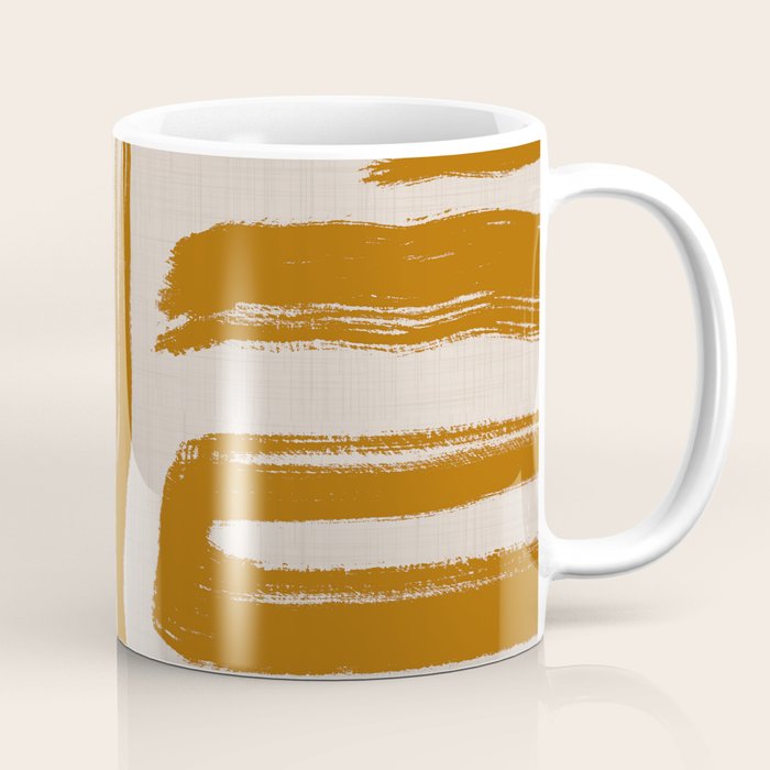 Amber Brushstrokes - Abstract Mid Century Modern Coffee Mug Gallery Image 1