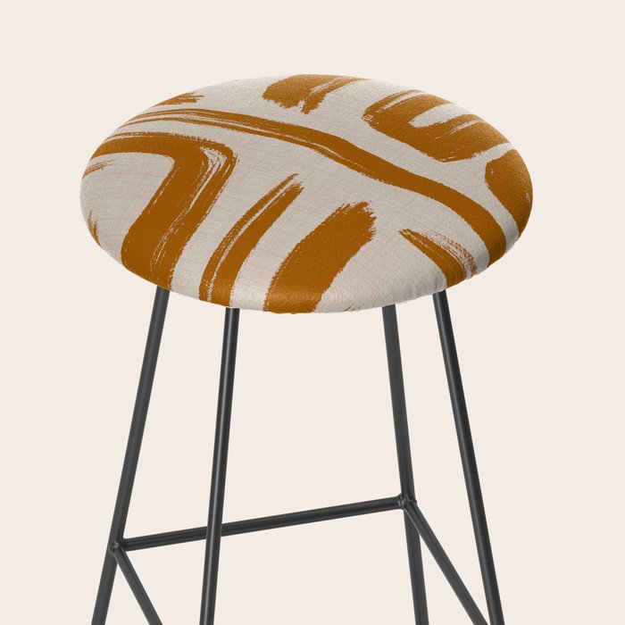 Amber Brushstrokes - Abstract Mid Century Modern Stool Gallery Image 2
