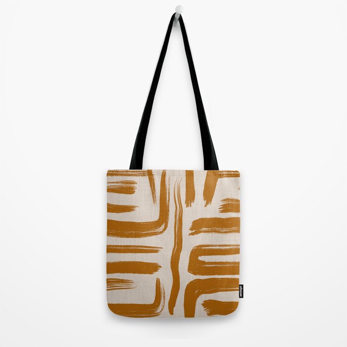 Amber Brushstrokes - Abstract Mid Century Modern Tote Bag Gallery Image 2