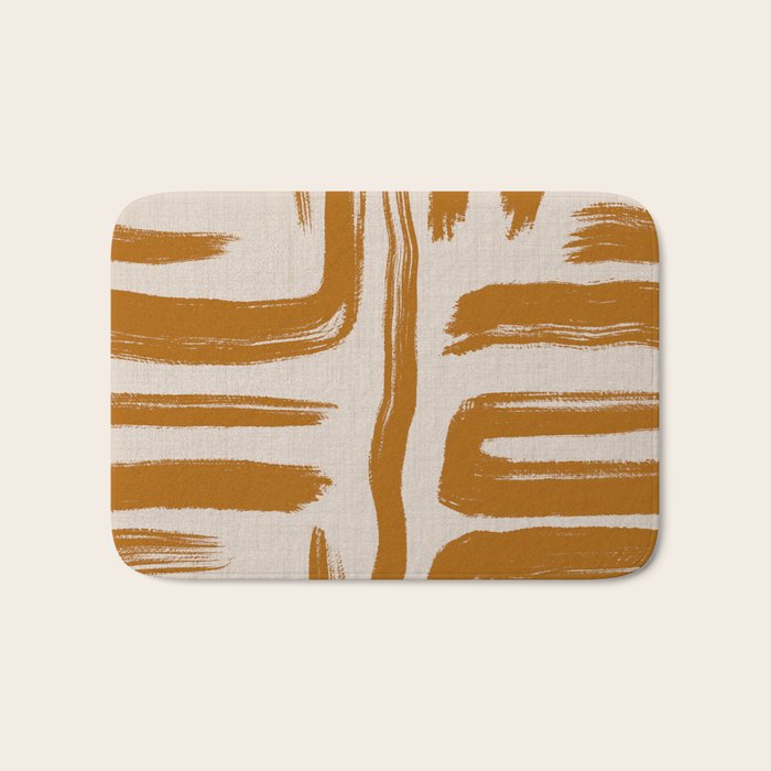 Amber Brushstrokes - Abstract Mid Century Modern Bath Mat Gallery Image 1