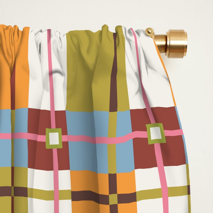 Autumn Breeze Checks Window Curtain Gallery Image 2