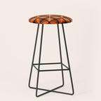 Retro 70s square mod flowers orange brown Stool Gallery Image 1