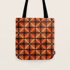 Retro 70s square mod flowers orange brown Tote Bag Gallery Image 1