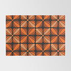 Retro 70s square mod flowers orange brown Rug Gallery Image 2