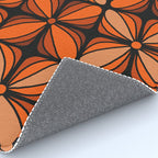 Retro 70s square mod flowers orange brown Rug Gallery Image 4