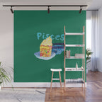 Pisces Chill Vibes in Chive Green | Zodiac Series  Wall Mural Gallery Image 1