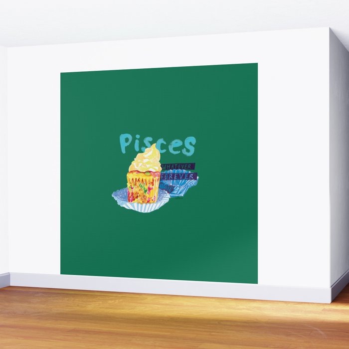Pisces Chill Vibes in Chive Green | Zodiac Series  Wall Mural Gallery Image 2
