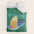 Pisces Chill Vibes in Chive Green | Zodiac Series  Duvet Cover Gallery Image 6