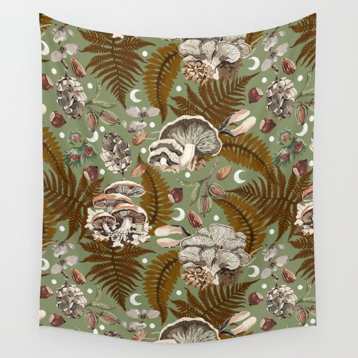 Mushrooms in moon forest G Wall Tapestry Gallery Image 4