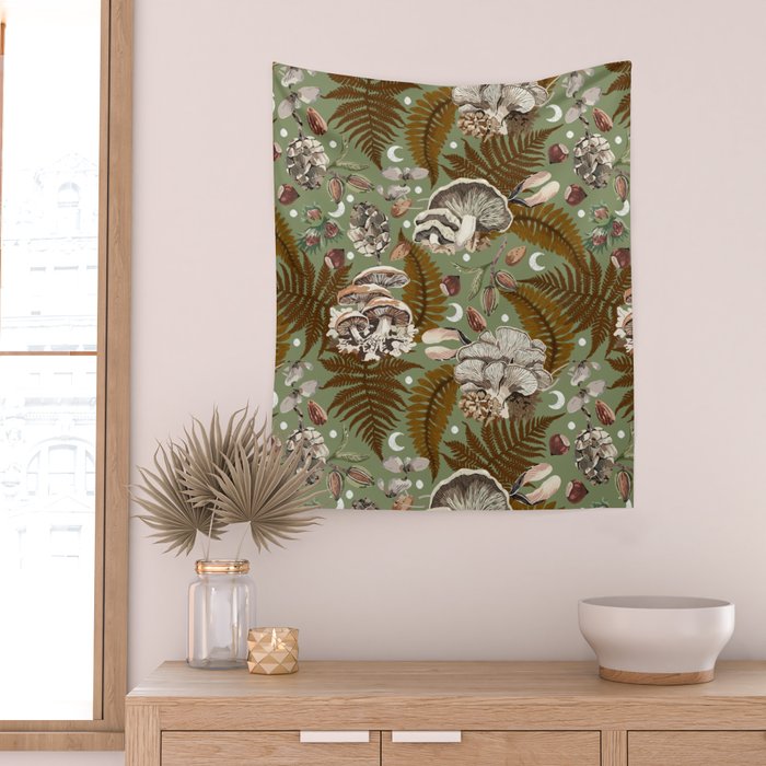 Mushrooms in moon forest G Wall Tapestry Gallery Image 2