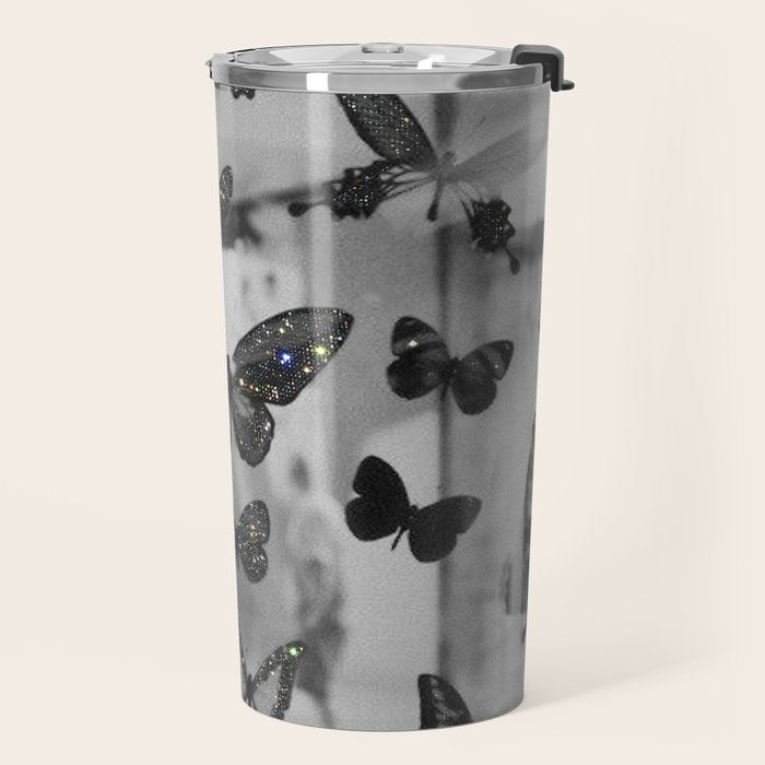 BLACK AND WHITE BUTTERFLIES | photo | sparkle and shine | wings | aesthetic | monochrome | fly  Travel Mug Gallery Image 2