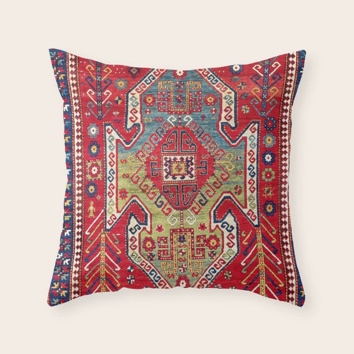 Sevan Kazak Southwest Caucasus Rug Print Throw Pillow Gallery Image 6