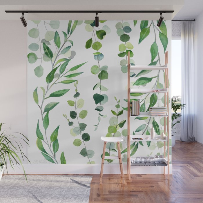 Nature Green Eucalyptus Leaves  Wall Mural Gallery Image 1