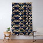 Gold and Navy Art Deco Leaf Design Window Curtain Gallery Image 5