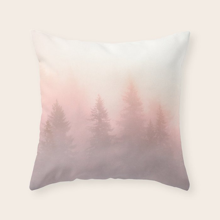 Foggy Forest Adventure - Mountain Woods Wanderlust Throw Pillow Gallery Image 6
