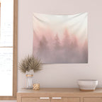 Foggy Forest Adventure - Mountain Woods Wanderlust Wall Tapestry Gallery Image 2