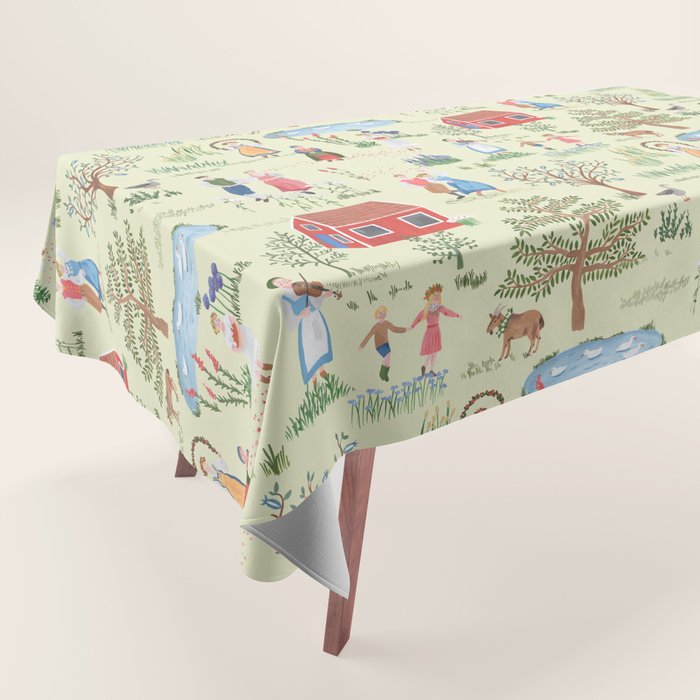 Swedish Folk Art - Midsummer Tablecloth Gallery Image 1