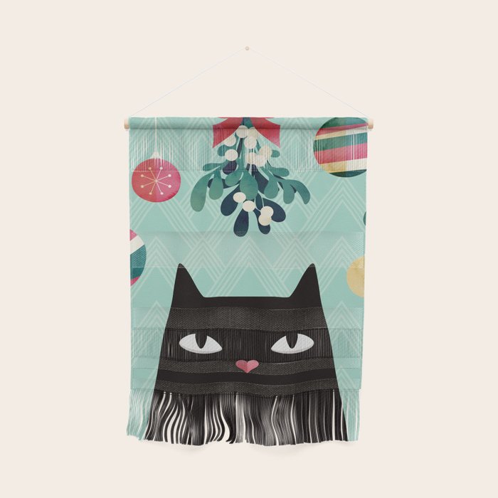 Mistletoe? (Black Cat) Wall Hanging Gallery Image 1