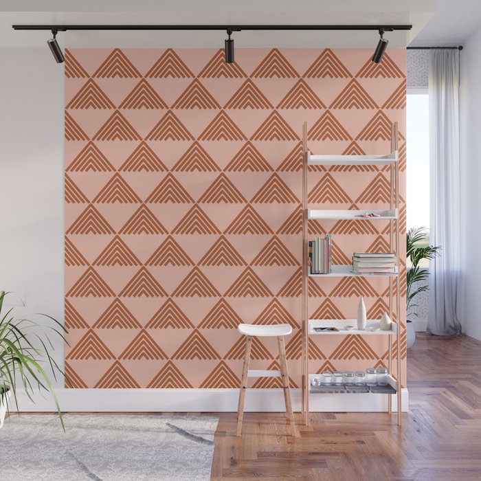 Triangular Lines in Terracotta and Blush Wall Mural Gallery Image 1