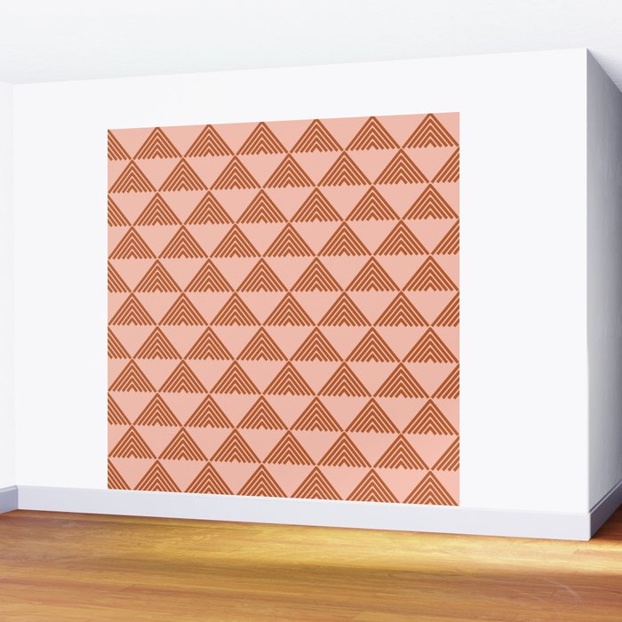 Triangular Lines in Terracotta and Blush Wall Mural Gallery Image 2
