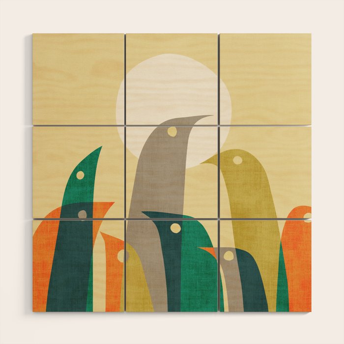 Wild birds at the beach Wood Wall Art Gallery Image 1