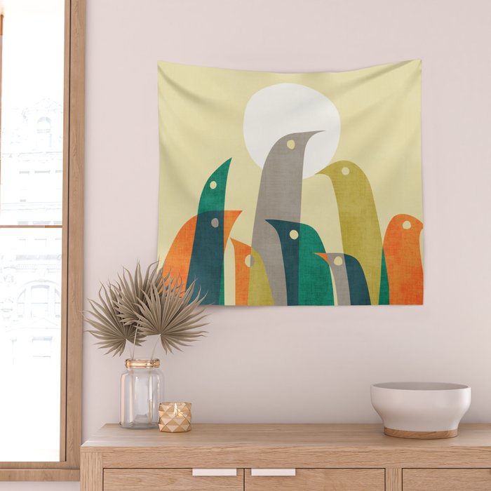 Wild birds at the beach Wall Tapestry Gallery Image 2