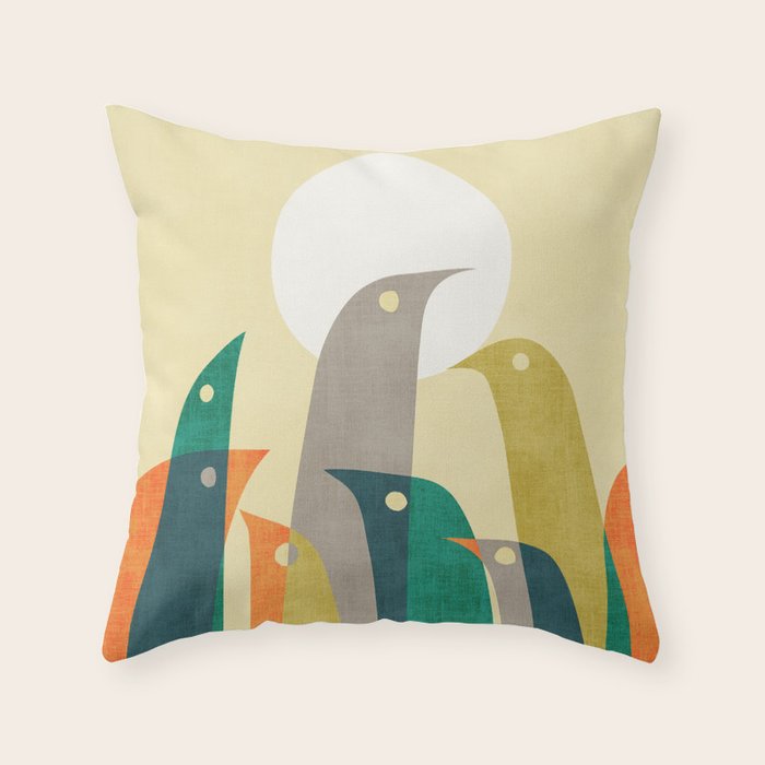 Wild birds at the beach Throw Pillow Gallery Image 6